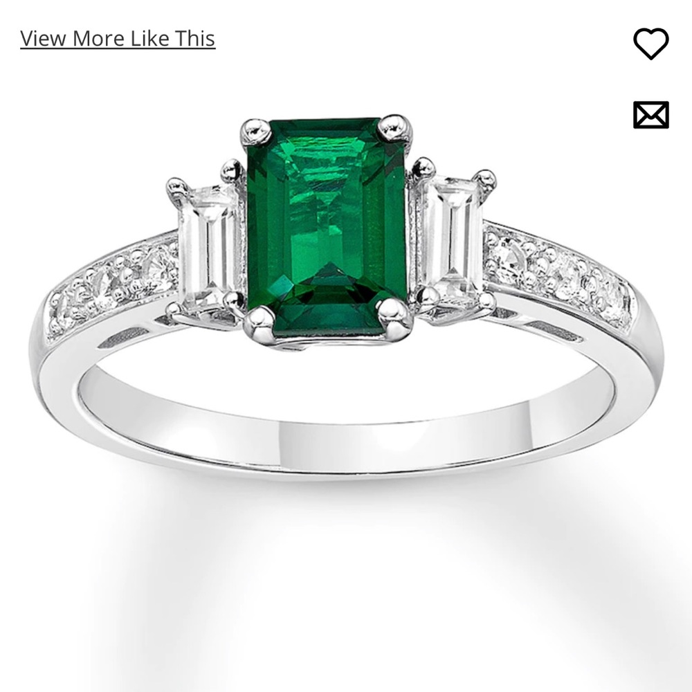 Emerald Sapphire Sterling Silver Promise - Engagement - Fashion - Ring